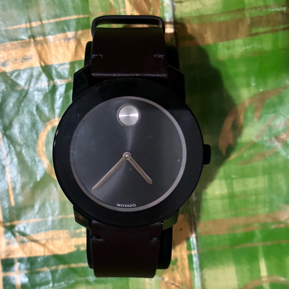 Men’s brown leather strapMovado watch with original Case
